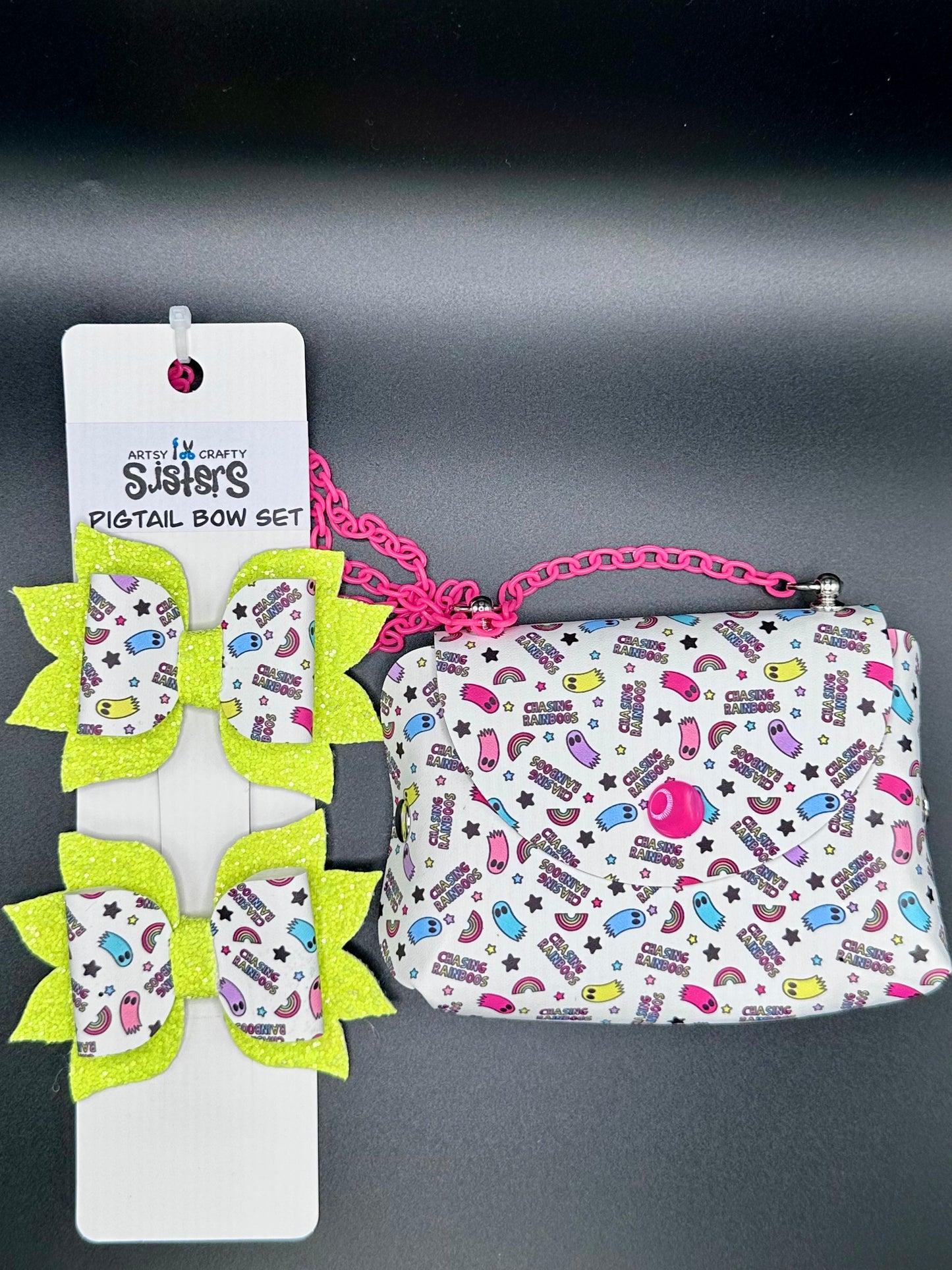 Coordinating Pigtails and Mini Purse Sets - Spooky Patterns