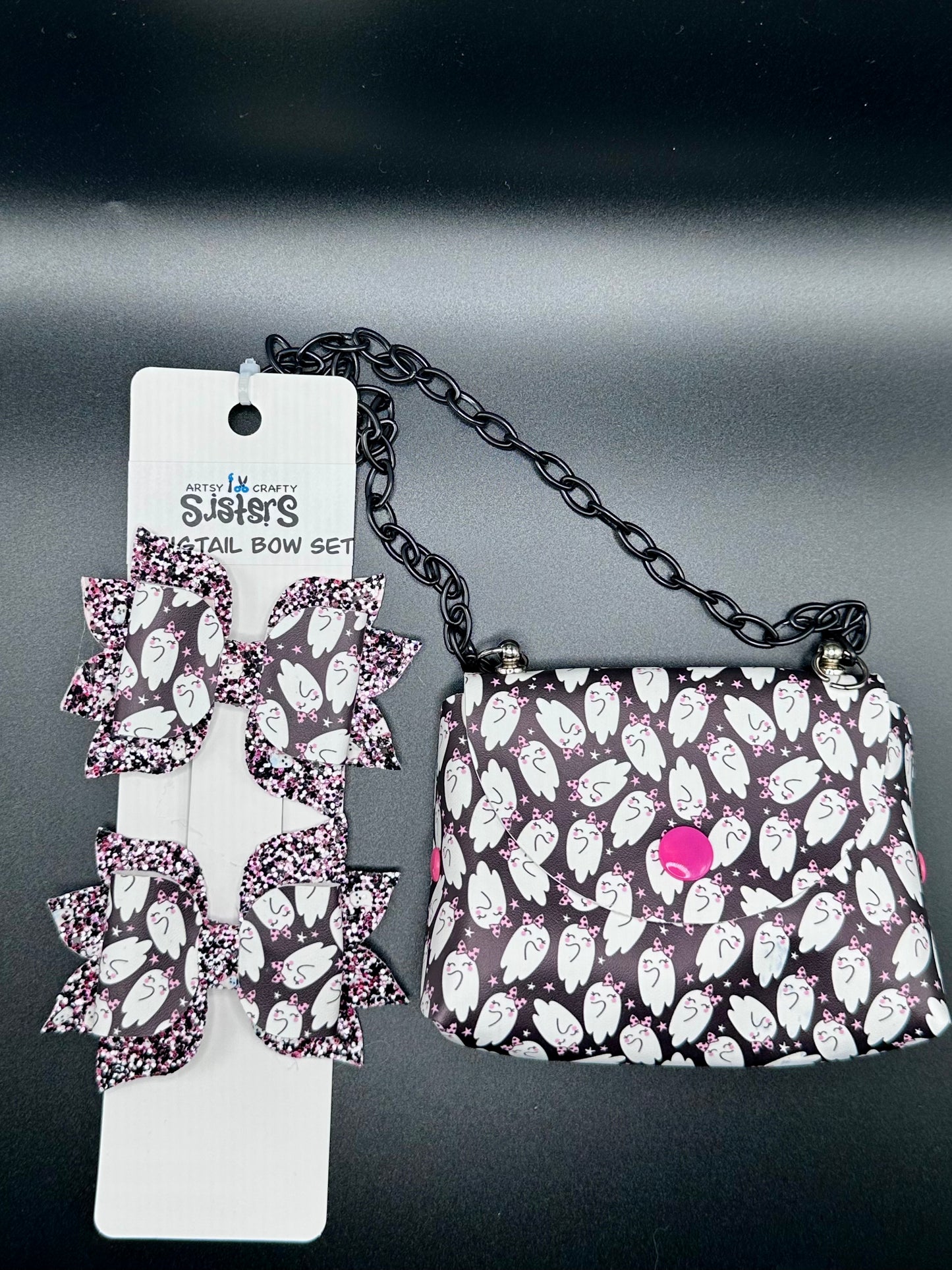 Coordinating Pigtails and Mini Purse Sets - Spooky Patterns